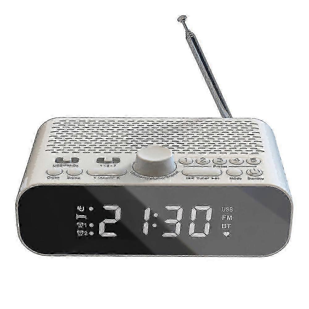 Fm Clock Radio With Bluetooth Streaming Play Led Display Alarm Clock 1500mah Hi-fi Speaker With Woo