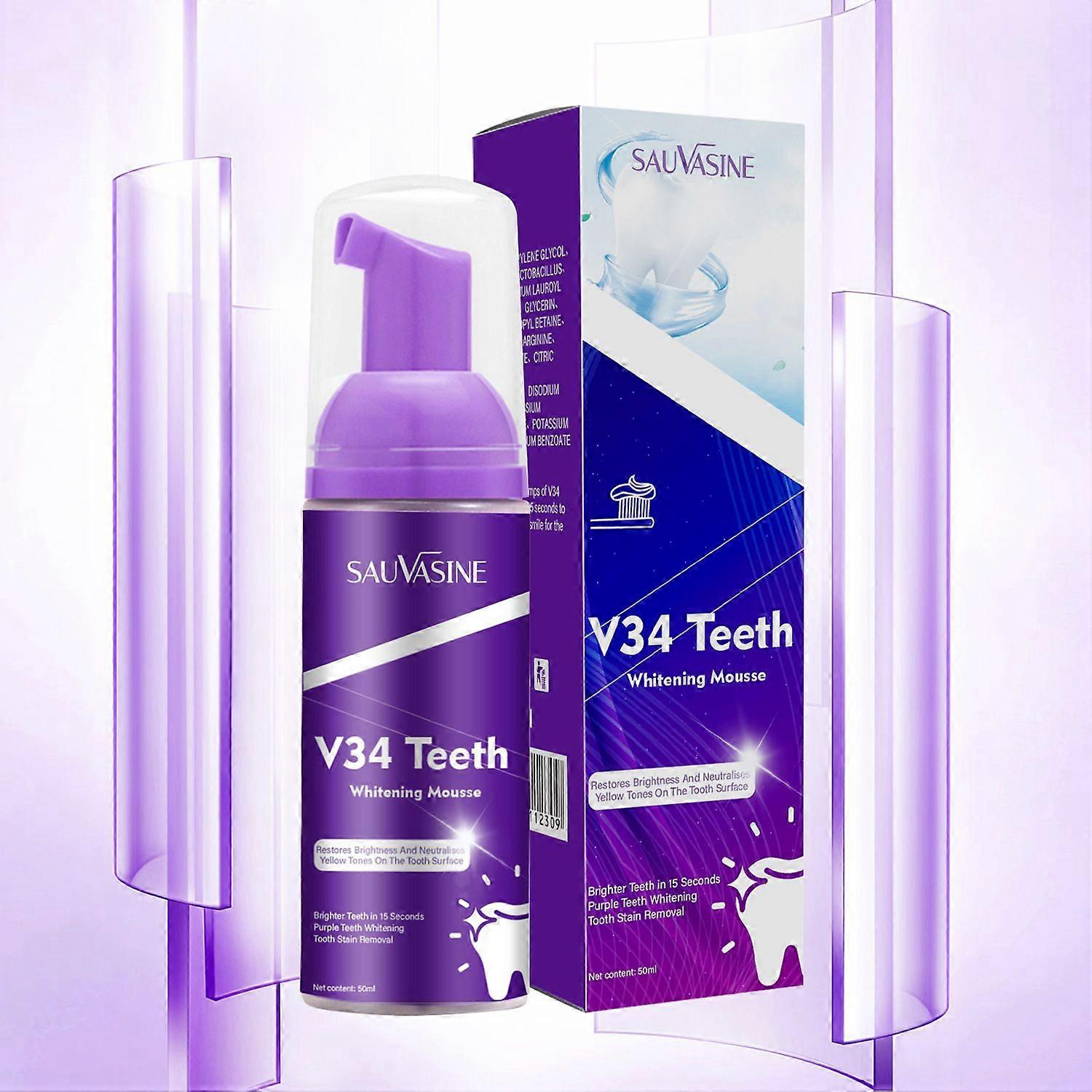Tooth Cleaning Toothpaste, V34 Tooth Mousse, Remove Stains, Brighten Teeth, Purple Tooth Cleaning Toothpaste