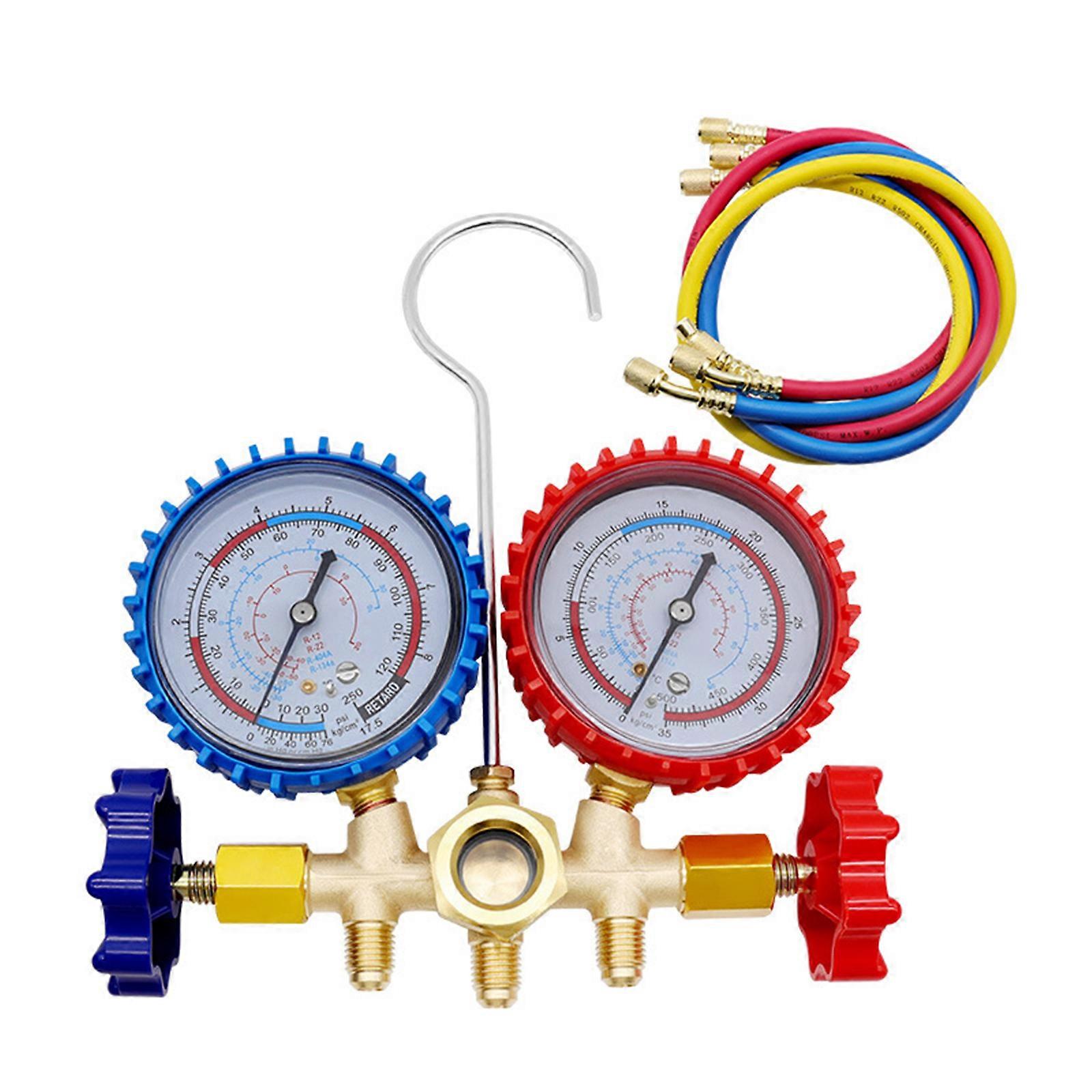 Convenient 2 Valves Gauge Set HVAC Diagnostic Set for R134a R22 R404a Easy to Use Tool 1/4 for Maintenance & Repair