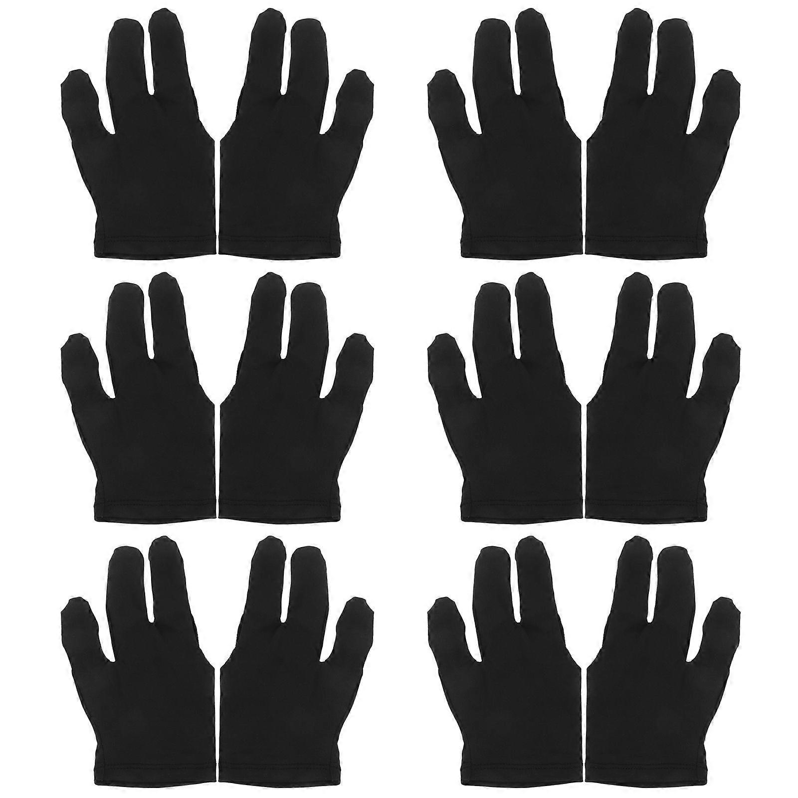 12pcs 3-Finger Handschuh Billard Pool Shooter 3 Finger Handschuhe Billard Handschuhe Snooker Handschuhe Instrumente (Schwarz)