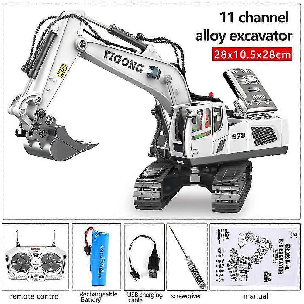11ch Wireless Rc Excavator Alloy Hook Machine 1:20 Simulation Child Electric Toy Engineering Vehicle Model Remote Control