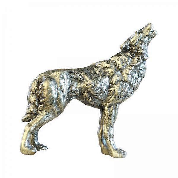 2x Copper Alloy Wolf Statue Small Sculpture for Scenery Sand Table Study Ro