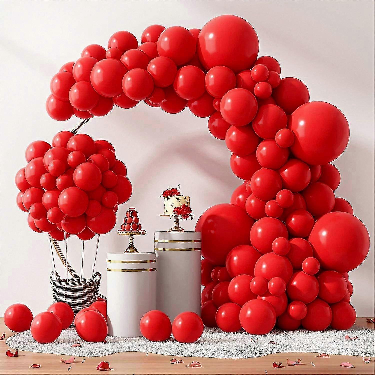 129pcs Red Balloons in Various Sizes 18 12 10 5 Inch for Garland Arch, High-Quality Red Latex Balloons Suitable for Birthday Parties, Weddin