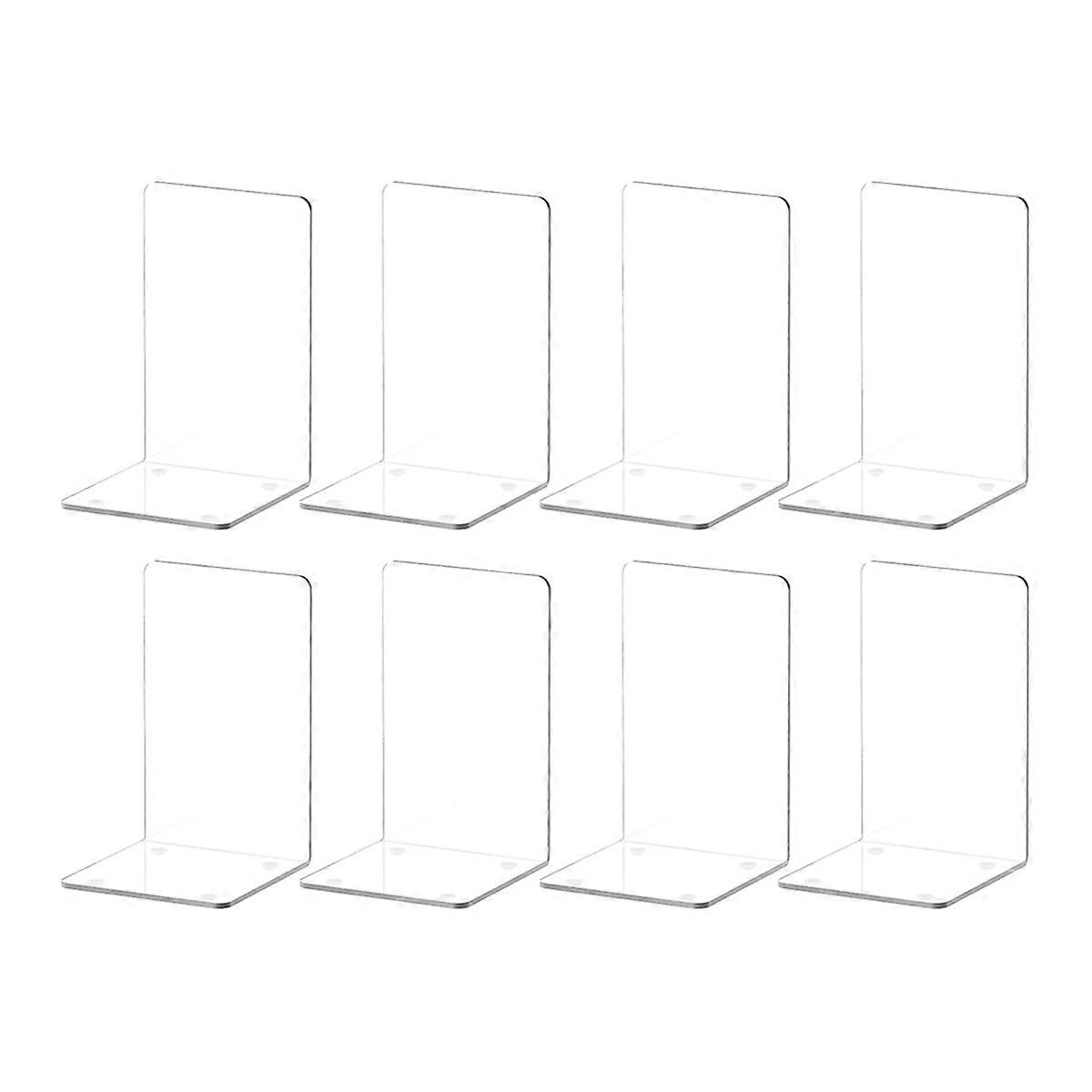 L-Shaped Transparent Acrylic Bookends Stand Bookshelf Desktop Decorative Storage Rack Bookend Book