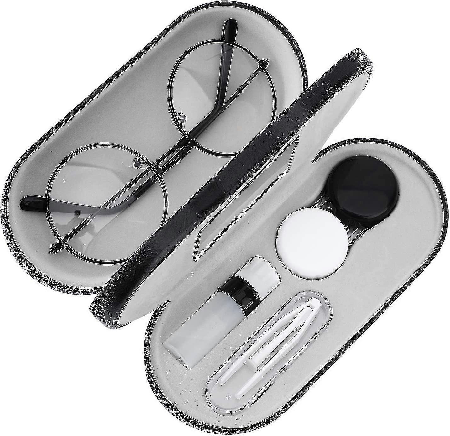 2 in 1 Scratch Resistant Glasses & Contact Lens Case - Portable Double Sided Storage