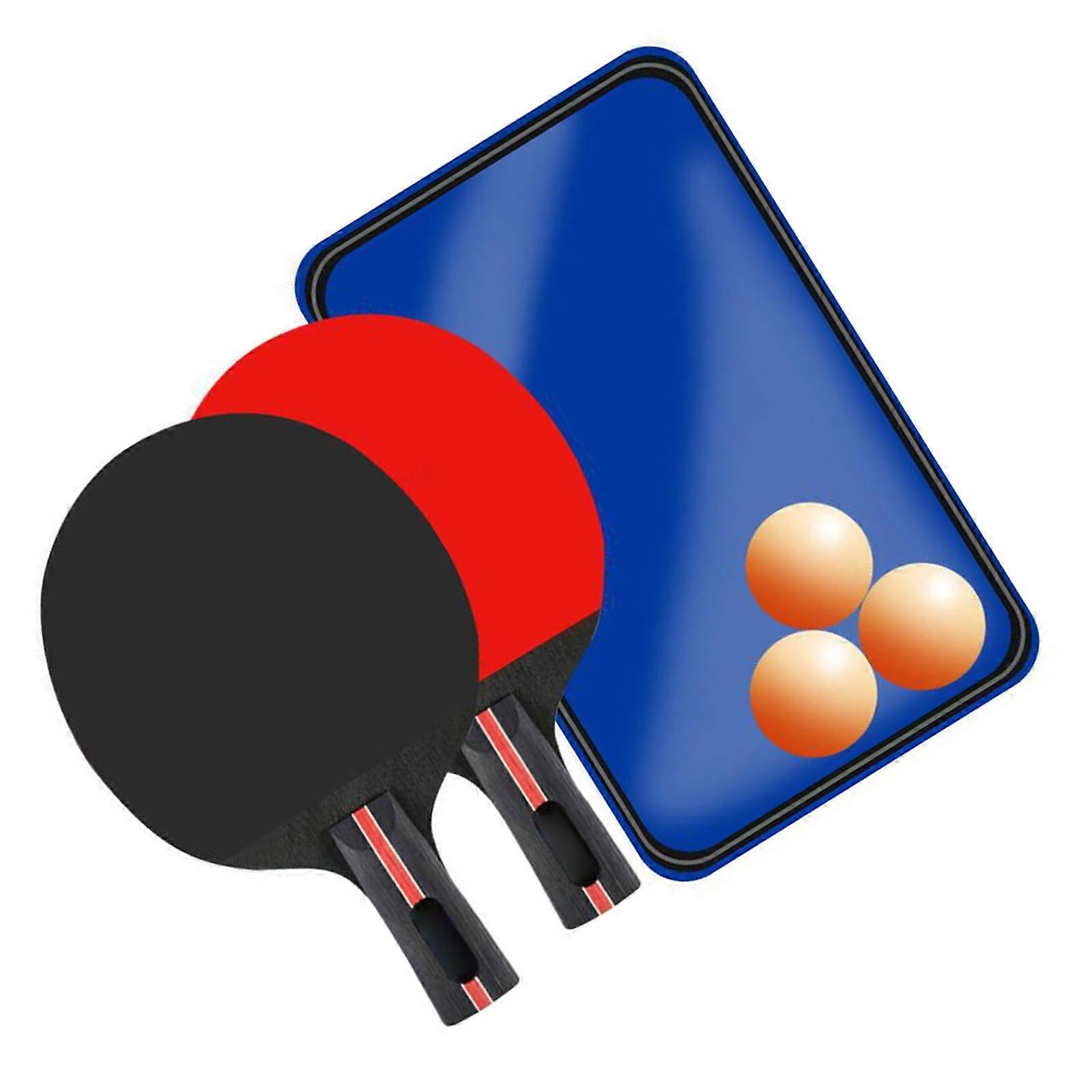 Table Tennis Racket Set Pro Ping Pong Paddles Rubber Black Short Handle H For Beginners