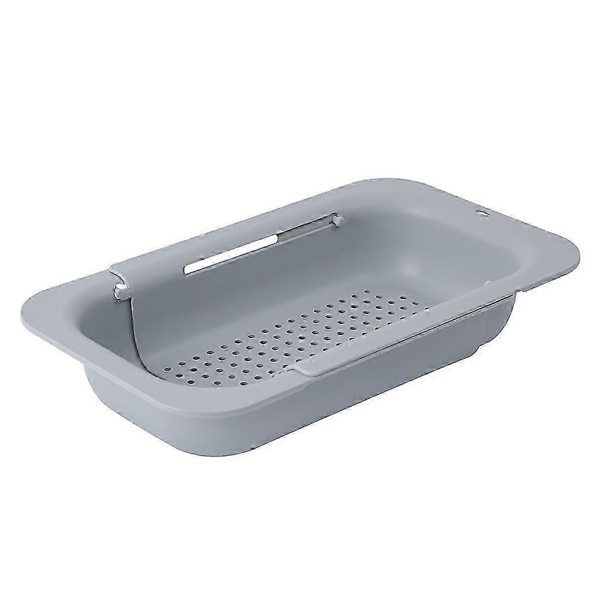 Multifunctional Retractable Rectangular Drain Basket for Vegetable and Fruit, Thick and Durable, Grey Color, Suitable for Various Brands