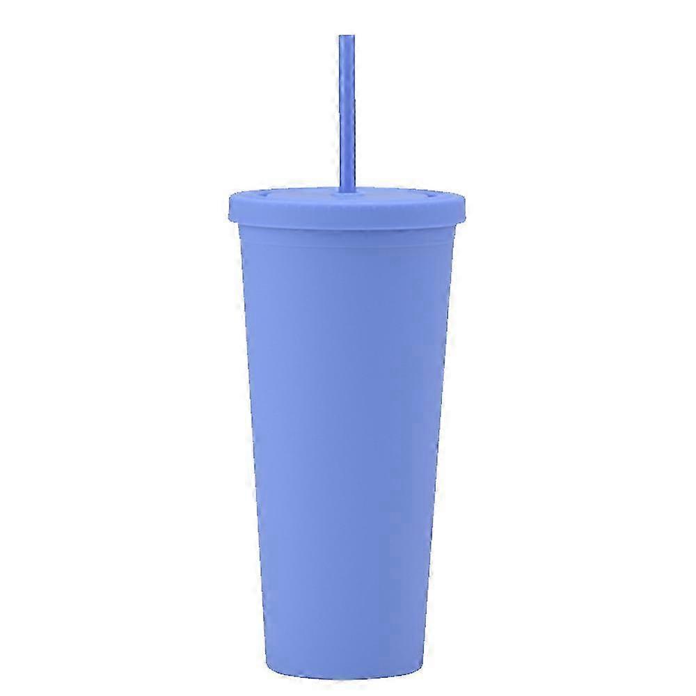 700mL 再利用可能な冷水カップ、蓋とストロー、二重層プラスチック飲料カップ -- Style2055