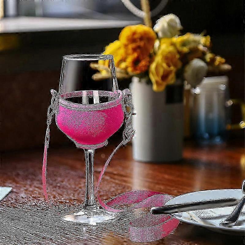 4-pak lyserøde hængende vinglasholdere til julefødselsdagsbryllup