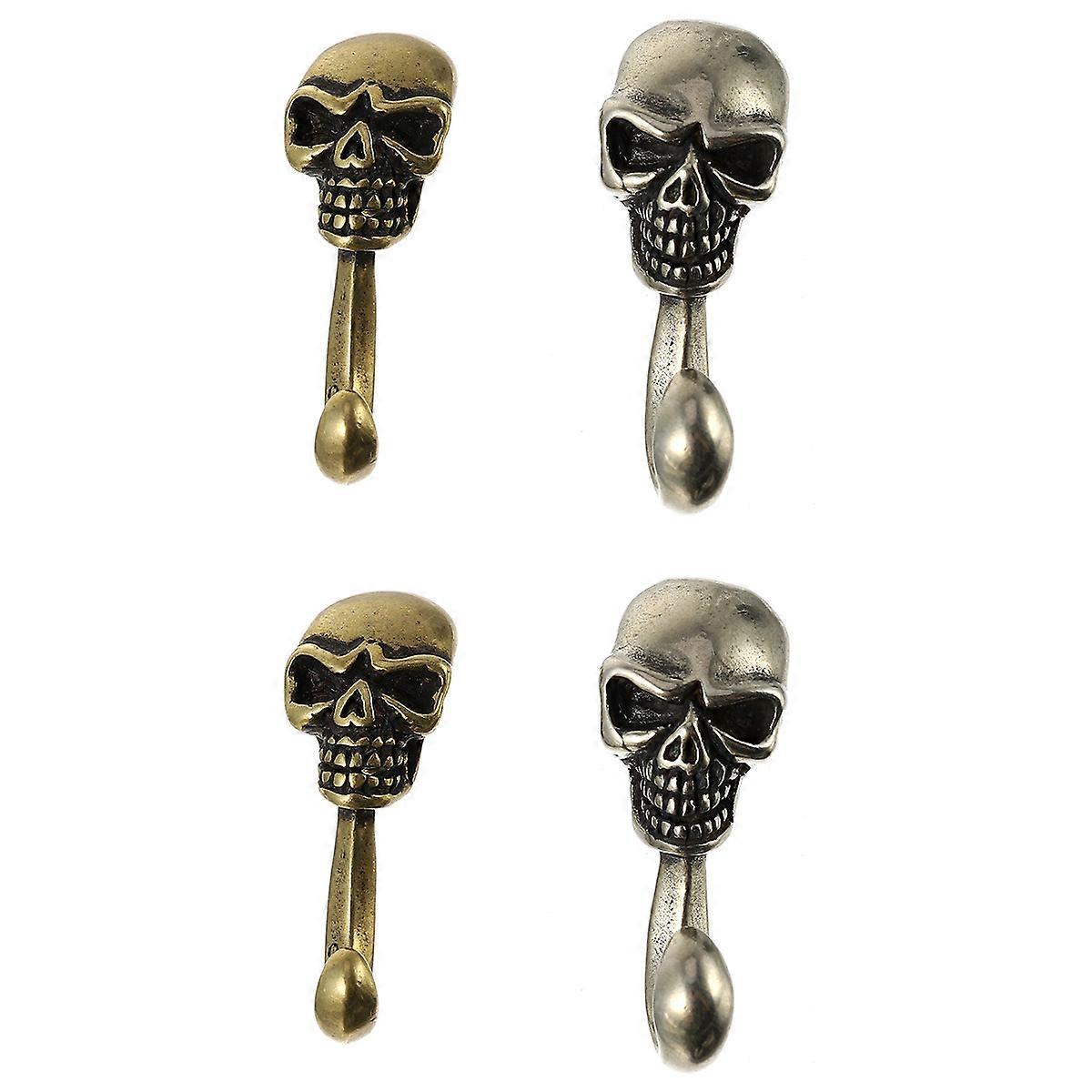 Decorative Hooks Skull Shaped Hooks Handicraft Enthusiasts 3.00x1.30x1.00cm Pure Copper 4Pcs