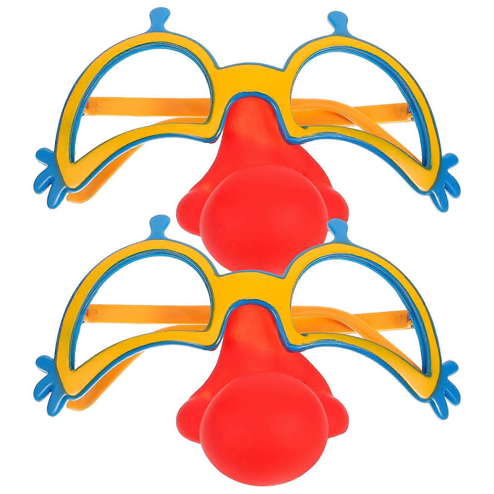 2pcs Novelty Clown Glasses with Nose – Funny Party Eyewear for Festivals, Cosplay & Halloween – Unique Design, Fits All Face Shapes, Random Color