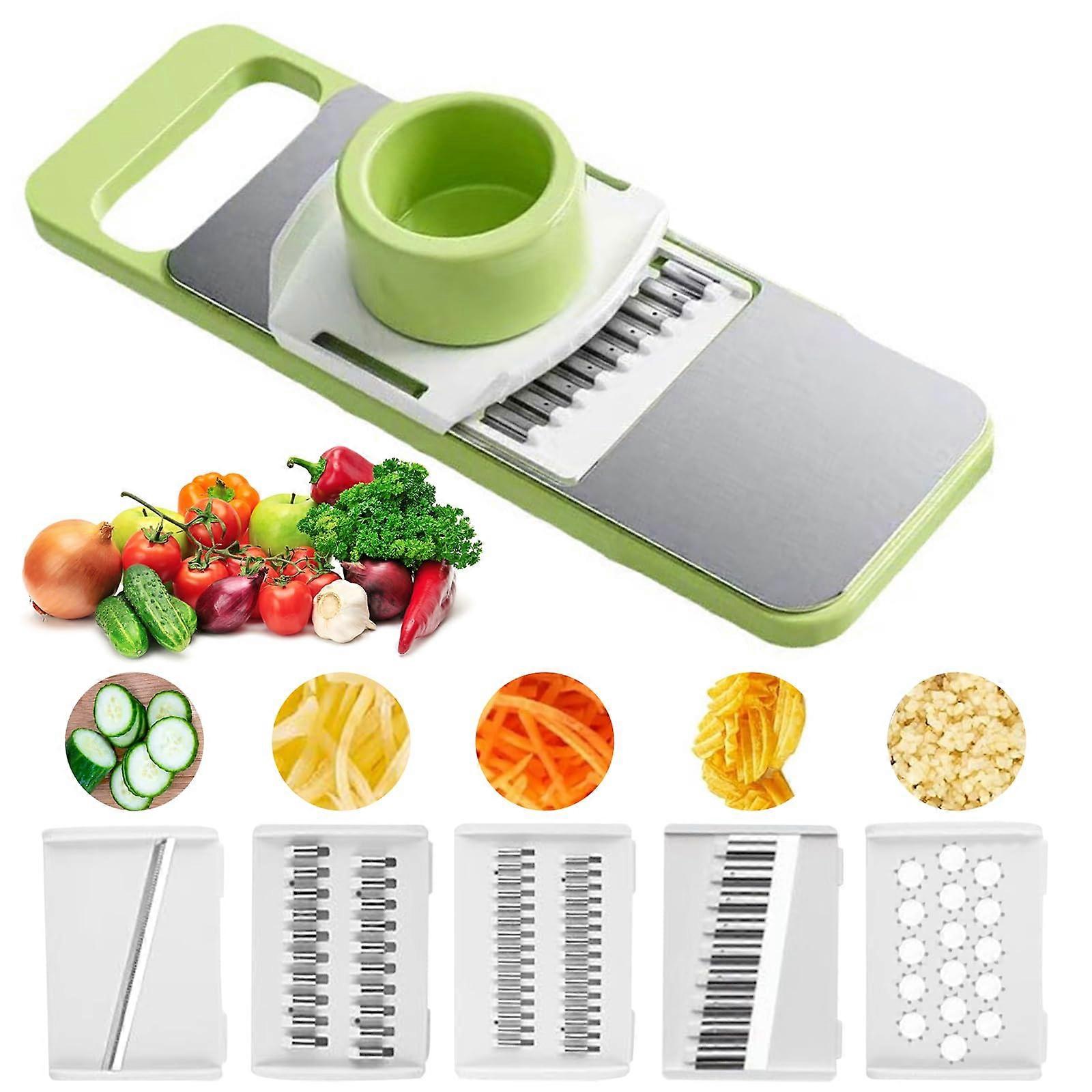 5 in 1 Vegetable Slicer and Grater Tool for Onions, Cheese, Potatoes, Carrots, Lotus Root - Manual Kitchen Slicer