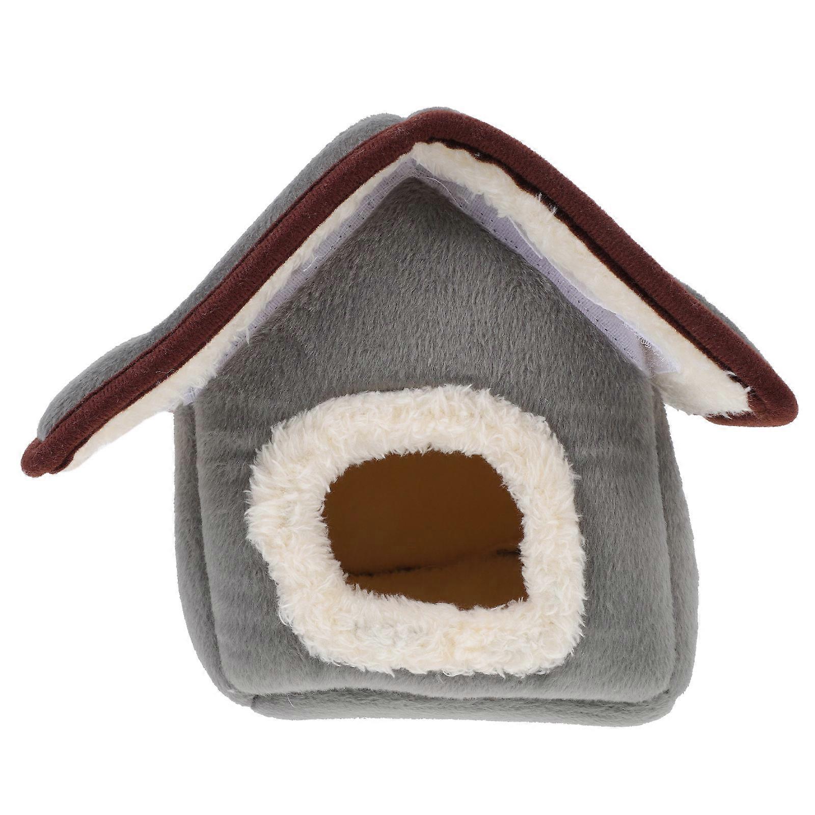 Pet Hamster Nest Warmth Sleeping Resting Cold Protection Small Animals Grey 19x22cm Comfortable Design 1Set