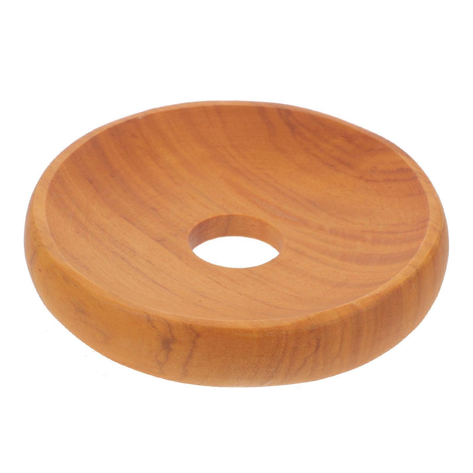 Rustic Soap Holder Wood Bathroom Countertop Draining Storage Round Elegant 1Pcs