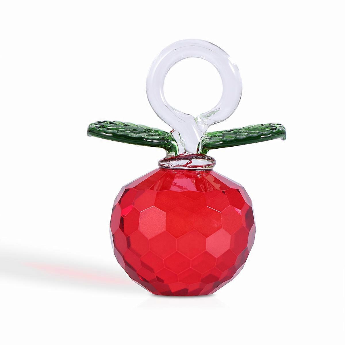 Glass Sculptures Crystal Fruit Figurine Christmas present Home Decoration Red 4x5.5cm/1.6x2.2inch Paperweight 1Set