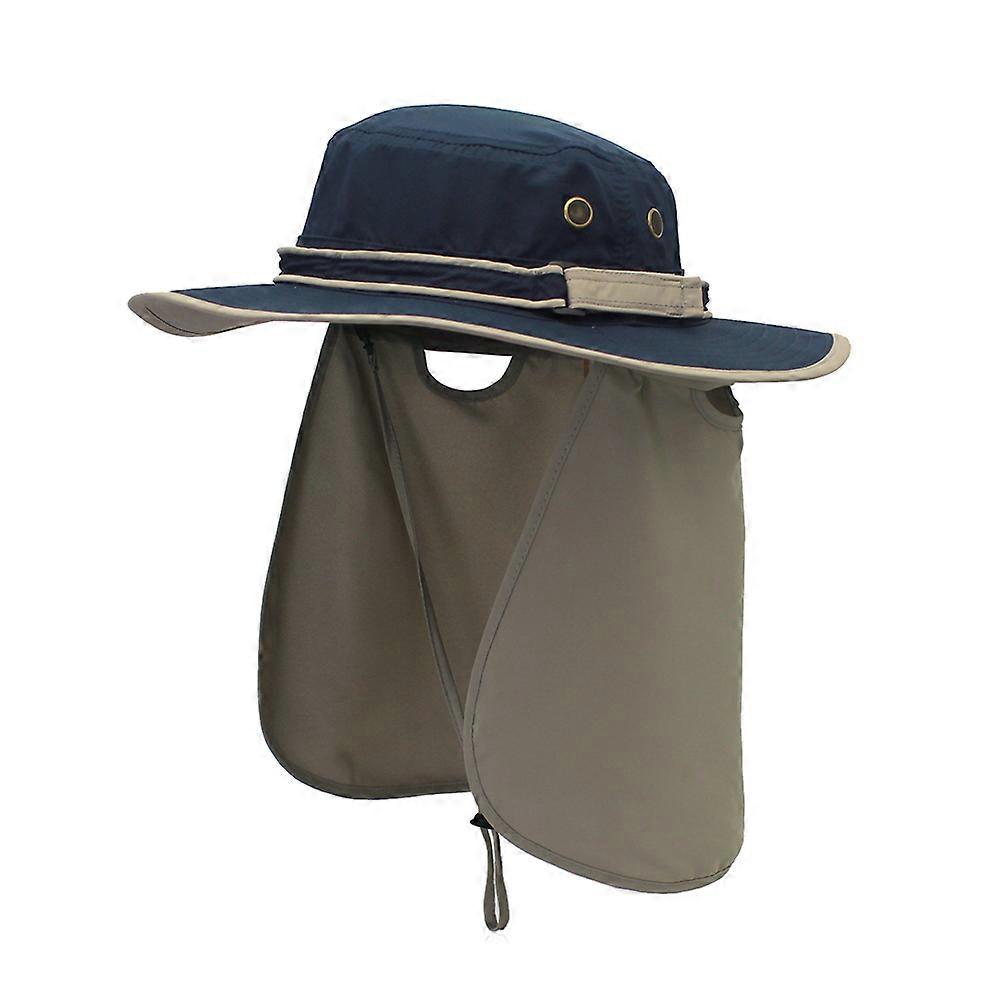 Wide Brim Hats Shawl Unisex Sun Hat Portable Folding Dark Blue Gardening 1Pcs