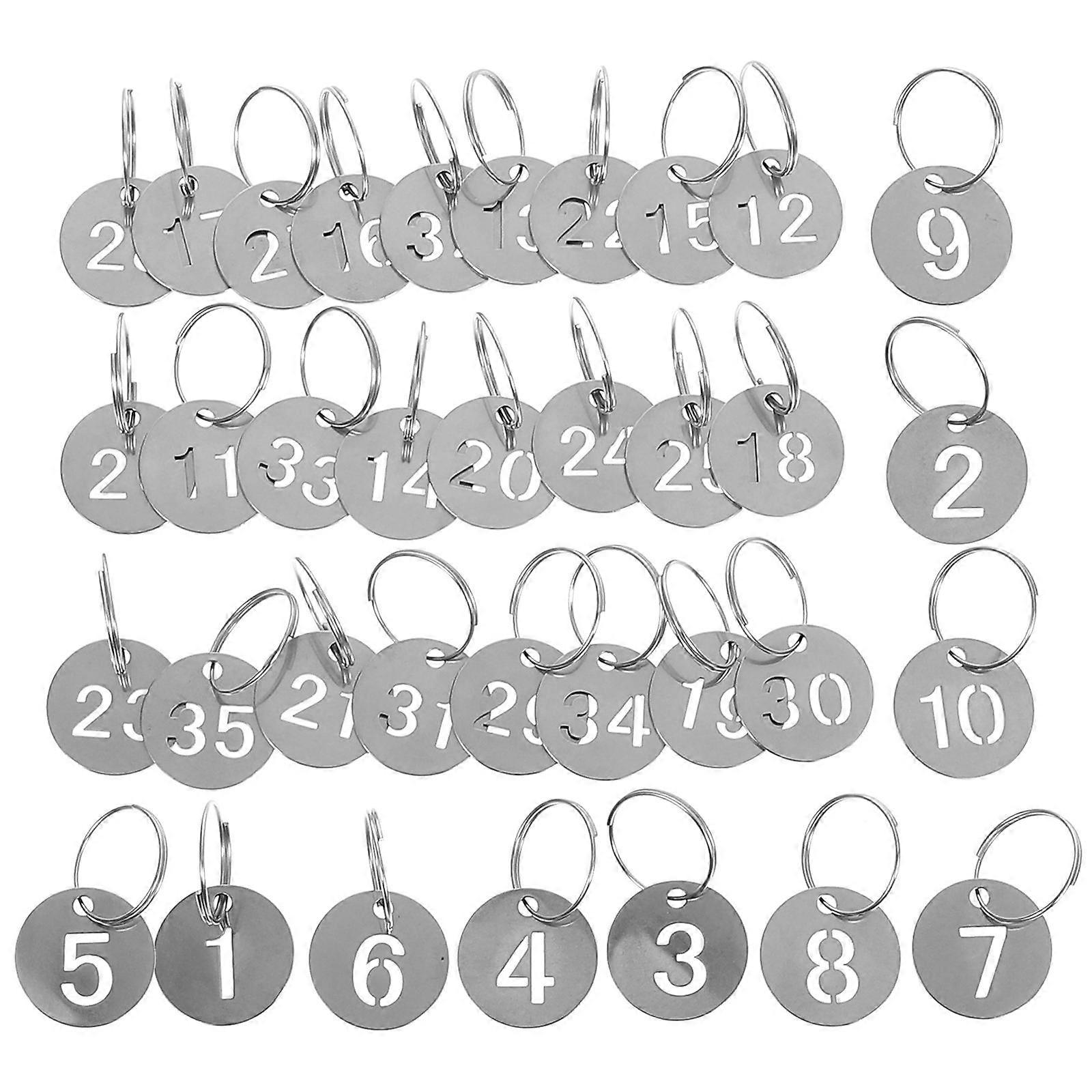 35pcs Hollowed Stainless Steel Number Tags for Key, Bag & Restaurant Identification Durable Round Metal Labels for Versatile Organization