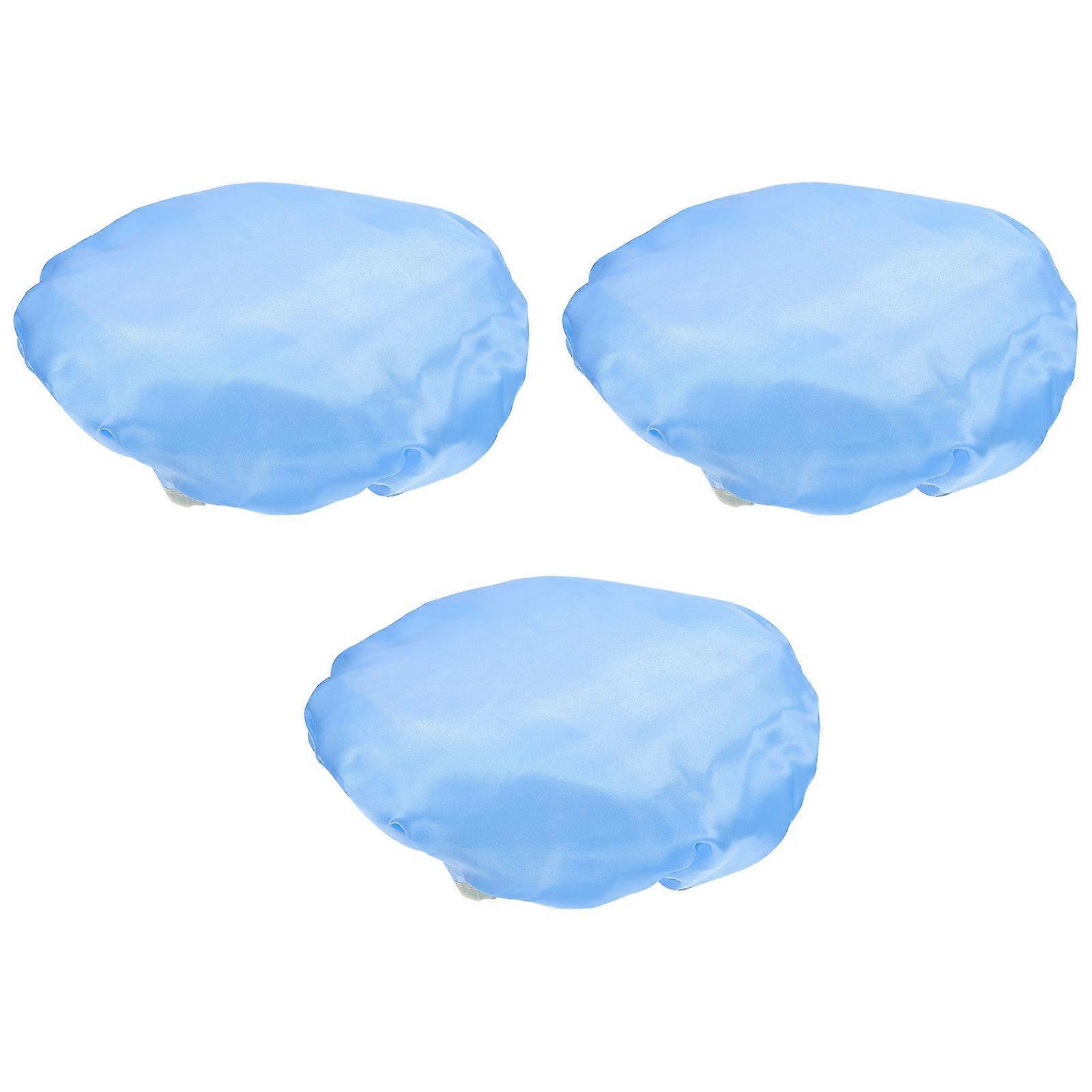 Two Layer Shower Caps Polyester Peva Round Shape Dust Proof Bathing 3Pcs