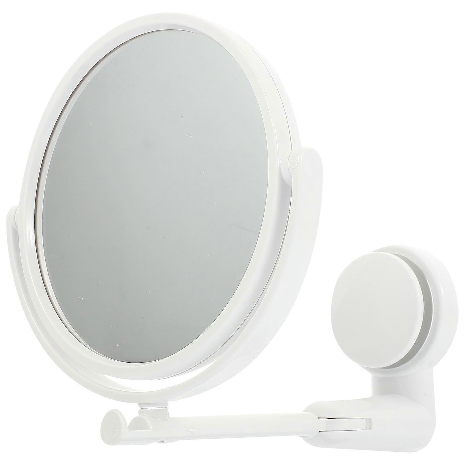 Makeup Wall Mounted Mirror Round ABS Glass Material Bathroom Use 15x15x18.9cm Rotary 1Pack