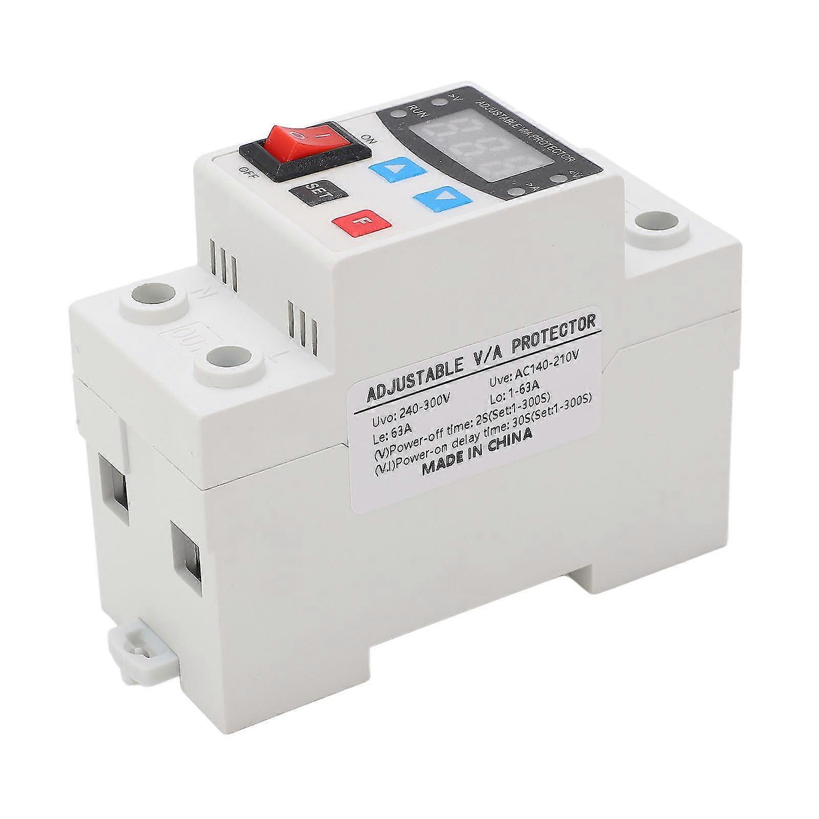 Over Under Voltage Protector Adjustable Digital Display Voltage Current Protective Device Arrester Device 1‑63A 240‑300V Edition 0620