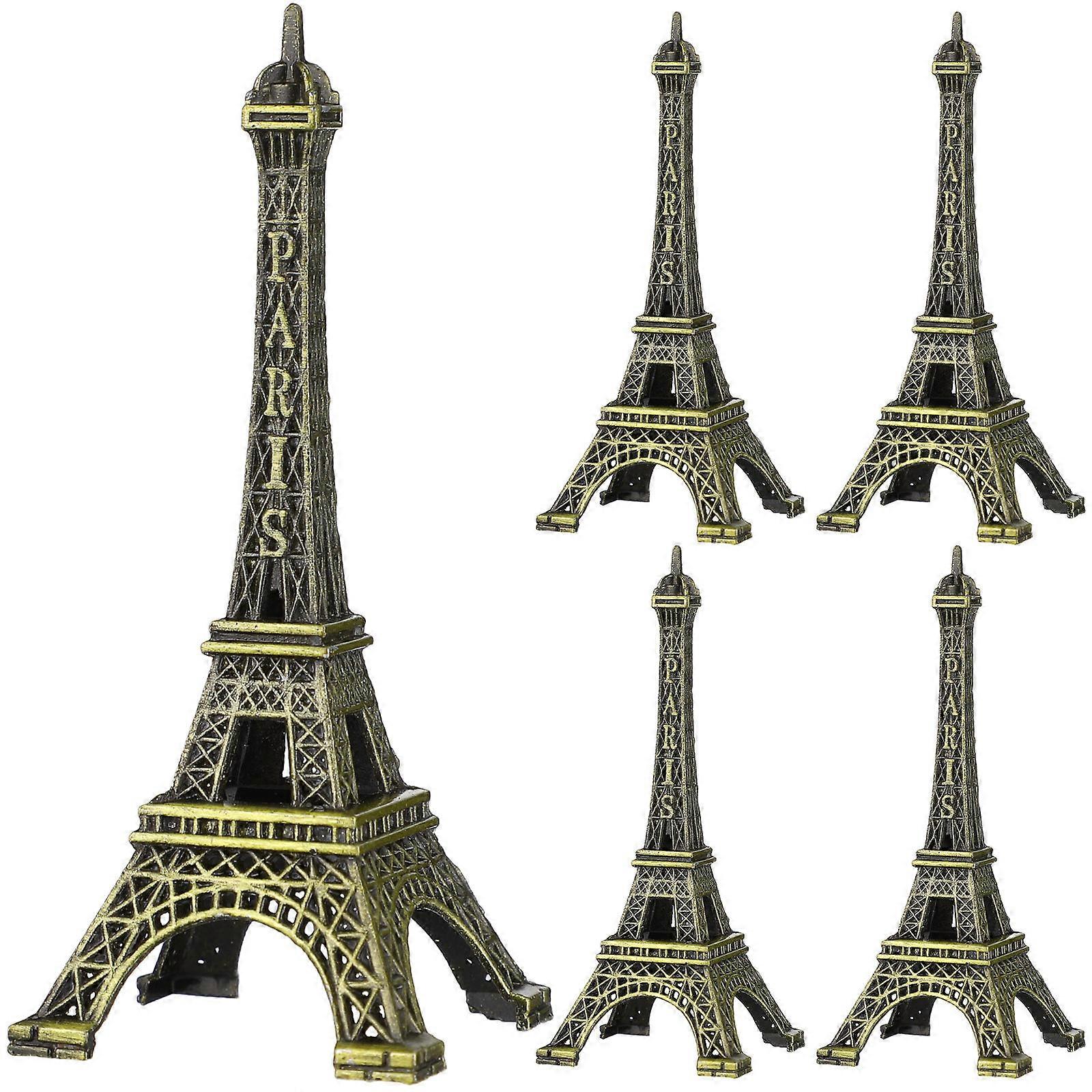 Dark Brown Eiffel Tower Decor Zinc Alloy Craft Model 5Pcs Pack