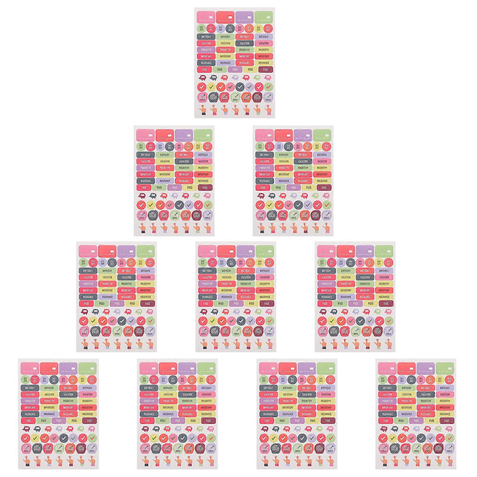 Planning Stickers Diy Planner Stickers for Scrapbook Notebook Stickers Multi-Colored Self-Adhesive Decoration Marking Important Items 10 Sheets