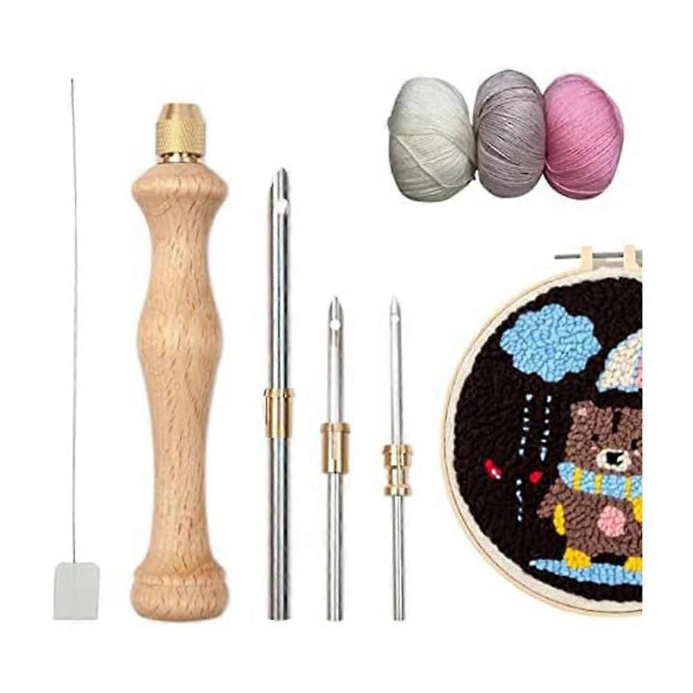 Punch Needle Rug Embroidery Set DIY Craft Needlework for Stitching Applique Durable Easy to Use