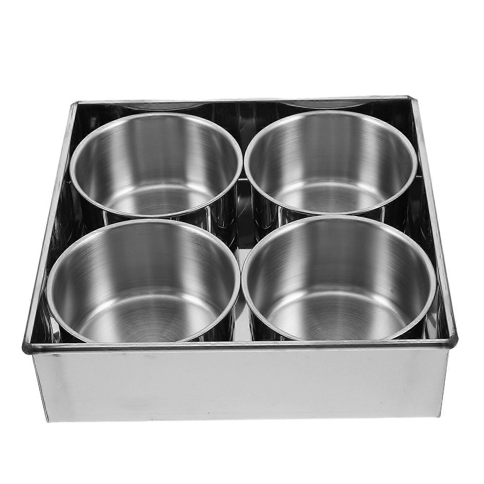Seasoning Storage Case Stainless Steel Spice Box Home Use Kitchen Use Silver 22.70X22.70X6.50CM Storage 1Set