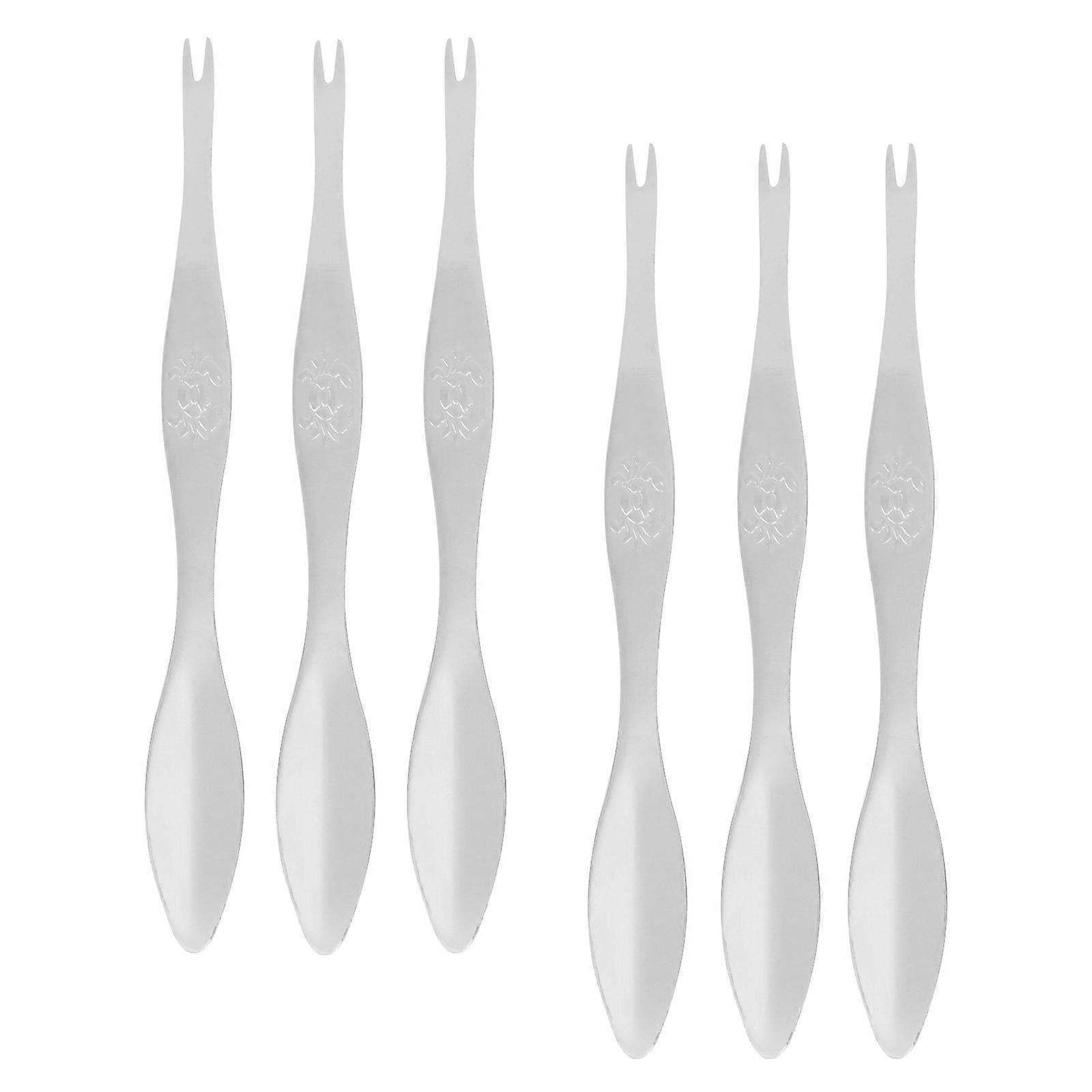 Lobster Eating Tools Crab Shape Die Cast Quick Shellfish Lobster Seafood Tools Clip Needle Fork Picks Nut Set Home Use Silver 6Pcs