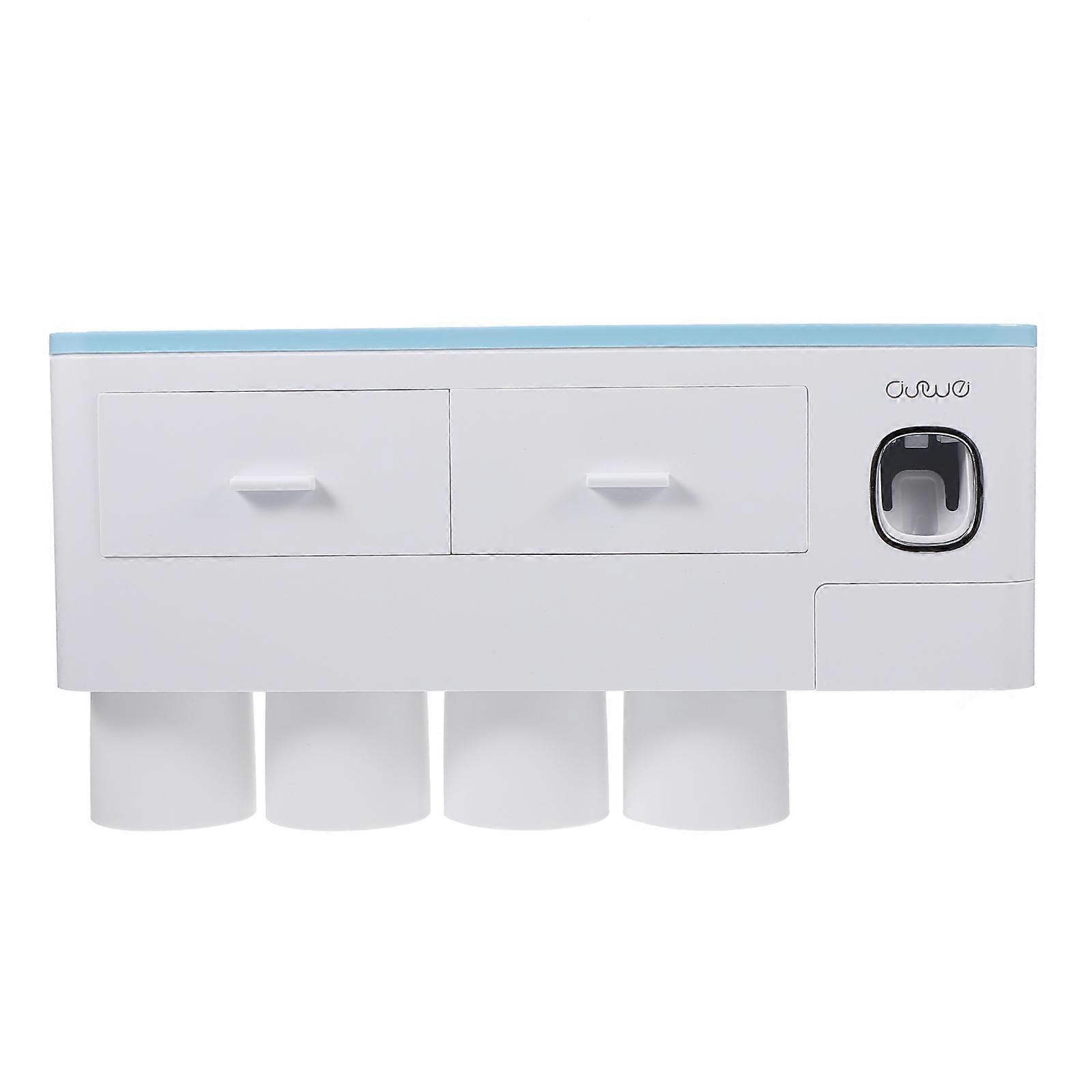 Bathroom Sink Organizer Wall Mounted Toothbrush Holder Toothpaste Squeezer PP Material Home Use 1Set