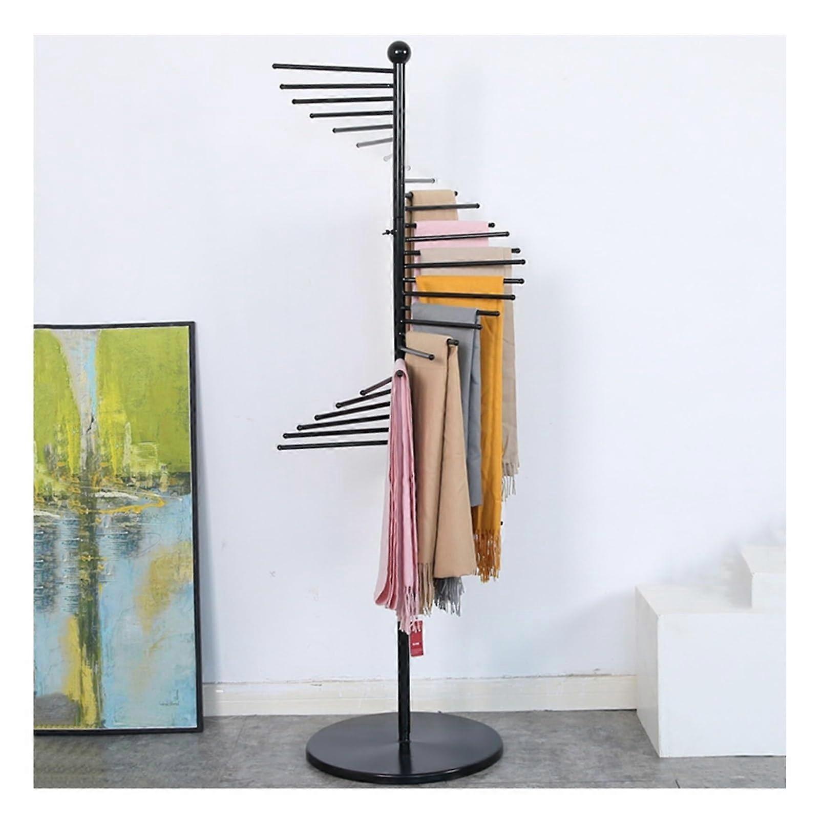 Freestanding scarf holder with spiral design, spacesaving storage solution for scarves and hijabs 42CMx150CM Black