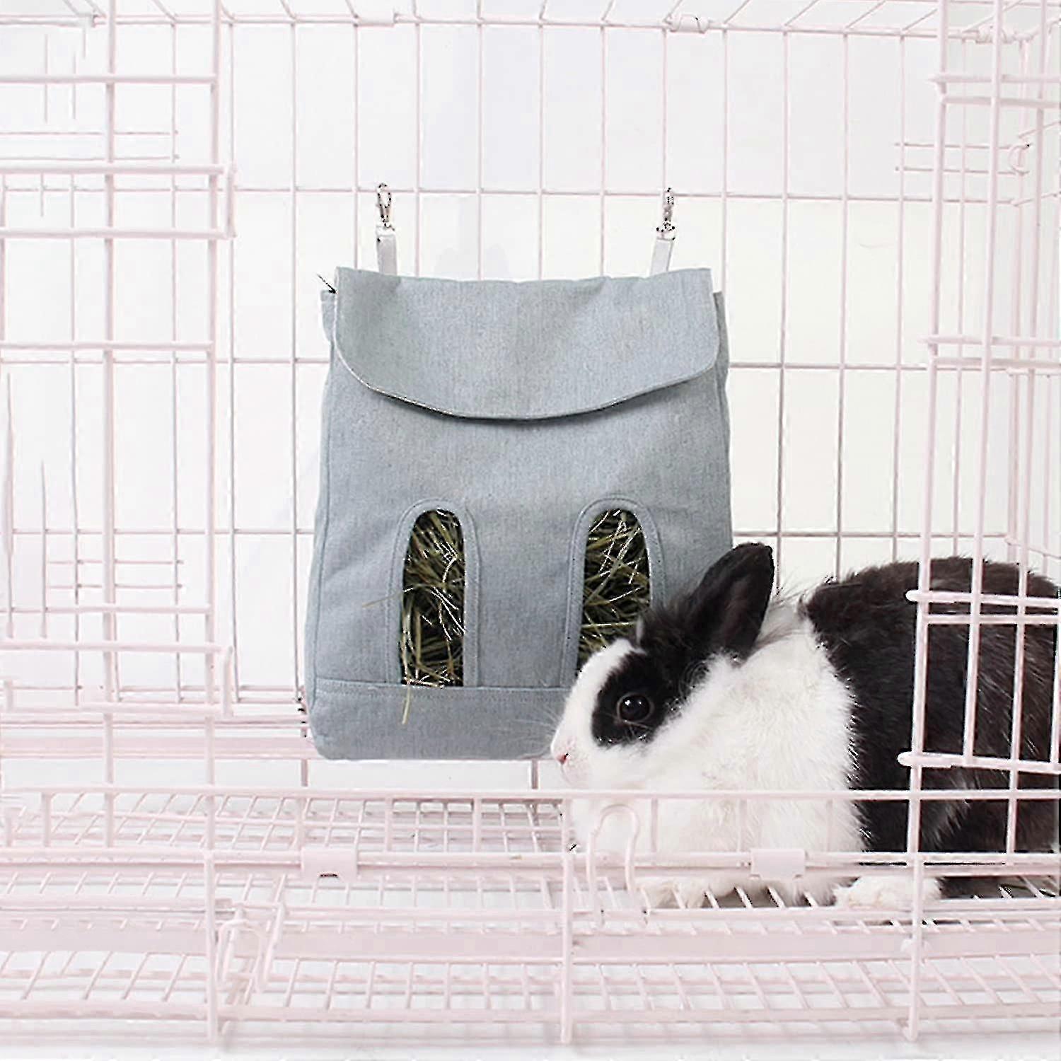 Rabbit Hay Feeder Bag With Feeding Hole, Guinea Pig Chinchilla Bunny Hamster Hay Pouch Storage Bag Food Holder