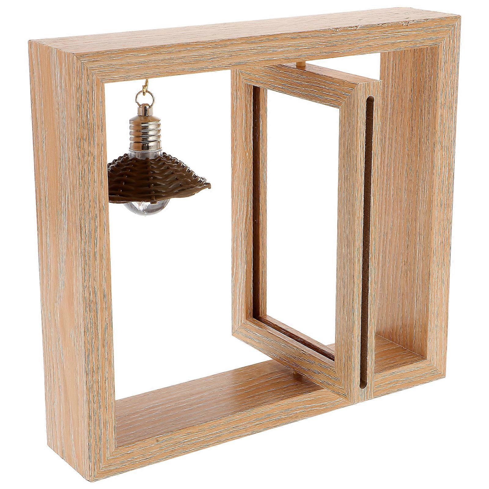 Custom Rotating Picture Frame Rustic Photo Frame Study Room Square Wood Iron Display Photos 1Set