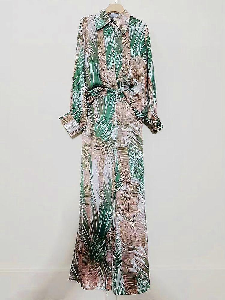 Damen Animal Geometry Printing Revers Loses Hemd Zweiteiliges Set + Hose mit geradem Bein Modeanzug