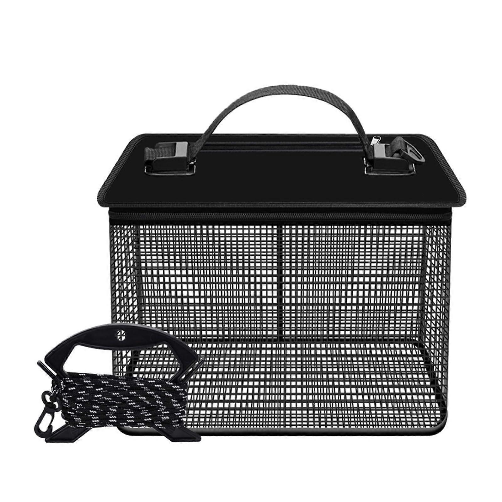 Folding Fishing Net Nylon Mesh Live Fish Bucket Protector Portable Storage Cage