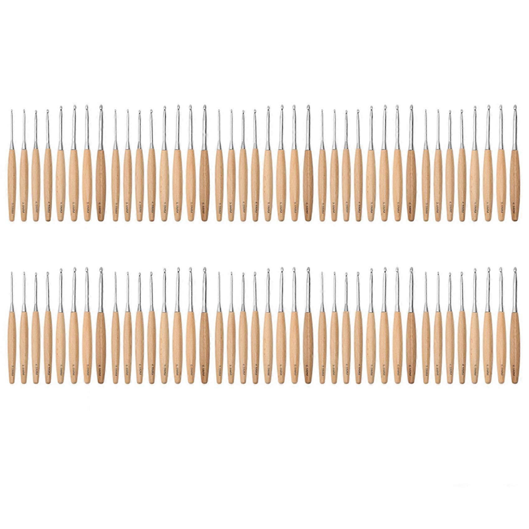 8Pcs Wood Crochet Hooks, Ergonomic Handle Crochet Hooks Set