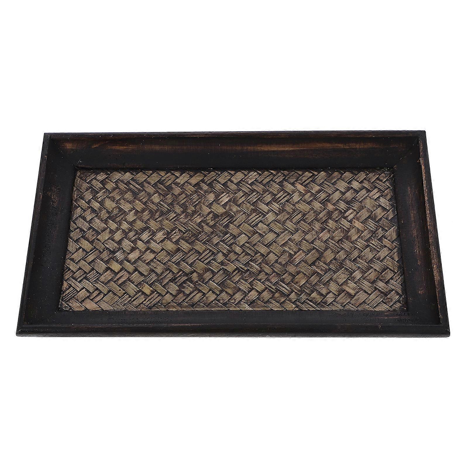 Tray With Handles Wooden Insulated Cutlery Tray Hotel Multi-Functional Use 9.8X5.9X0.8in 1Set