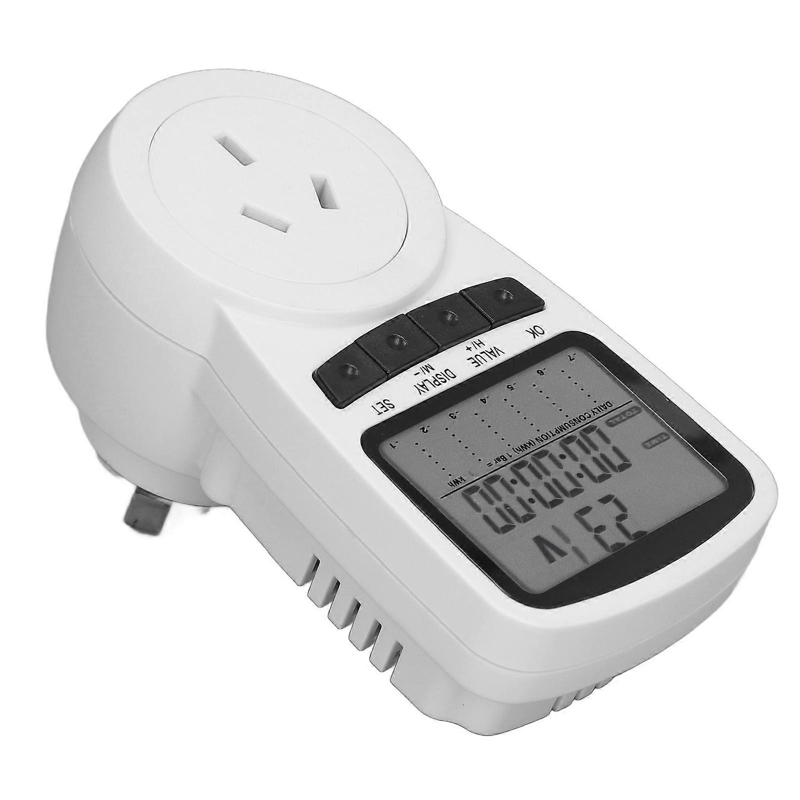 Socket Power Meter Smart with LCD Overload Protection Electricity Usage Monitor for Home