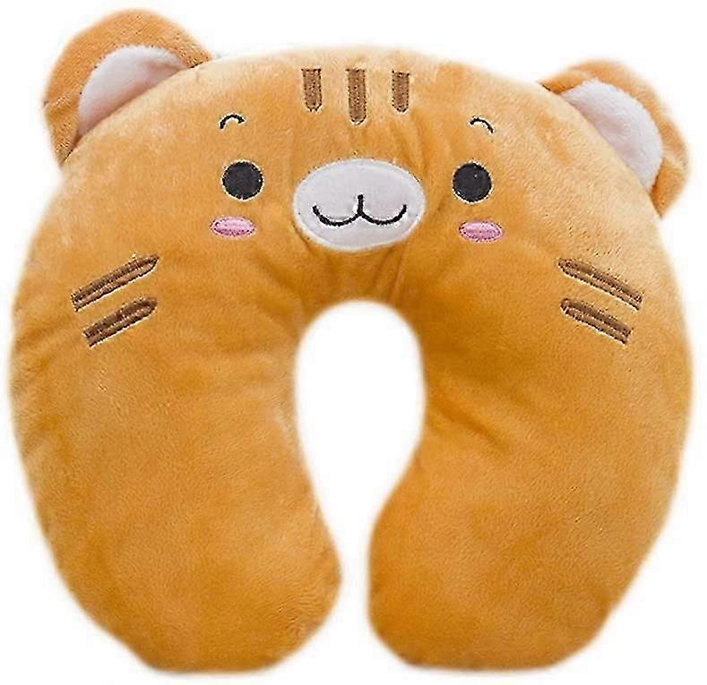 Plush Tiger Face U-Shape Travel Neck Pillow - Comfortable Support for UK Commuters