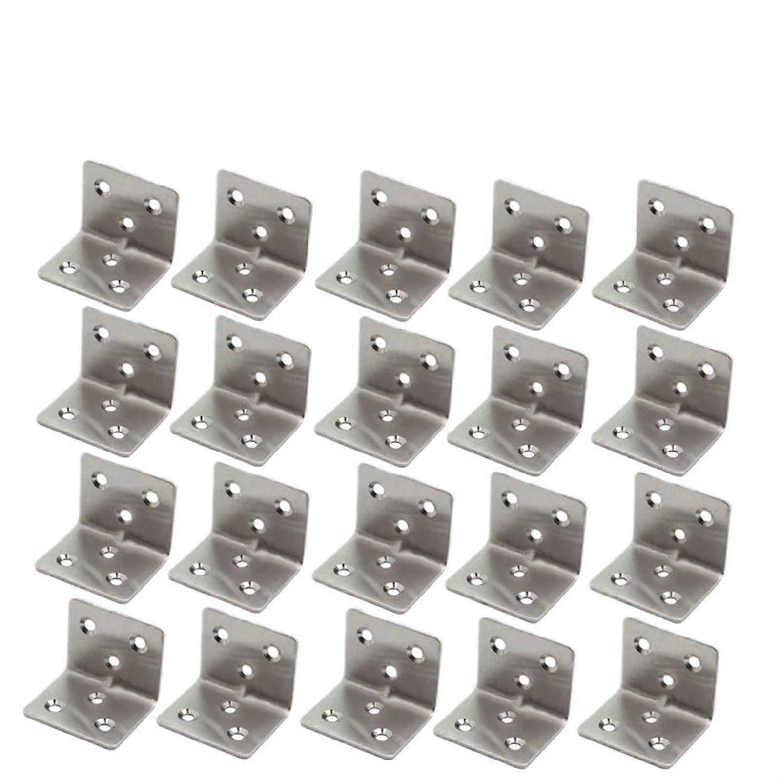 Support d’angle en acier inoxydable, support fixe à 90 degrés pour faux meubles (20PCS 6 trous)
