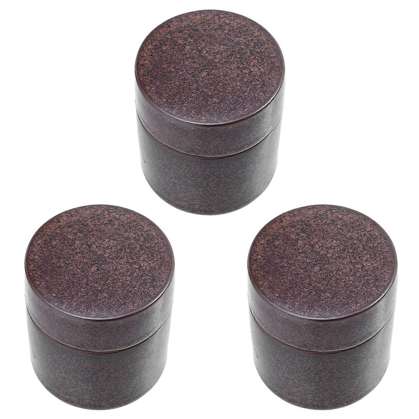 Small Capacity Tea Can Ceramic Storage Holder Kitchen Storage Prevent Deterioration 3Pcs