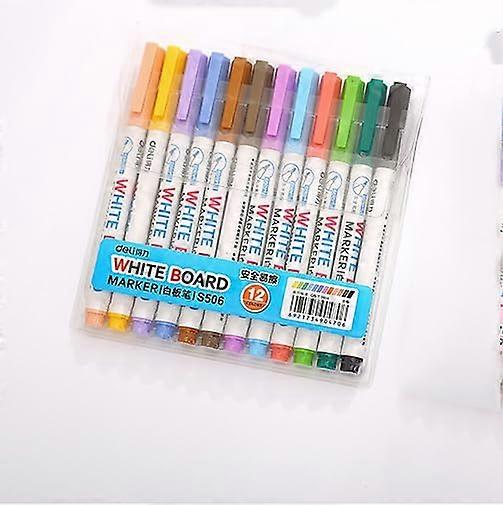 12 Colors Dry Erase Markers Set for Whiteboard, School, Office, Non-Toxic, Fine Tip, Easy Erase, Bulk Pack