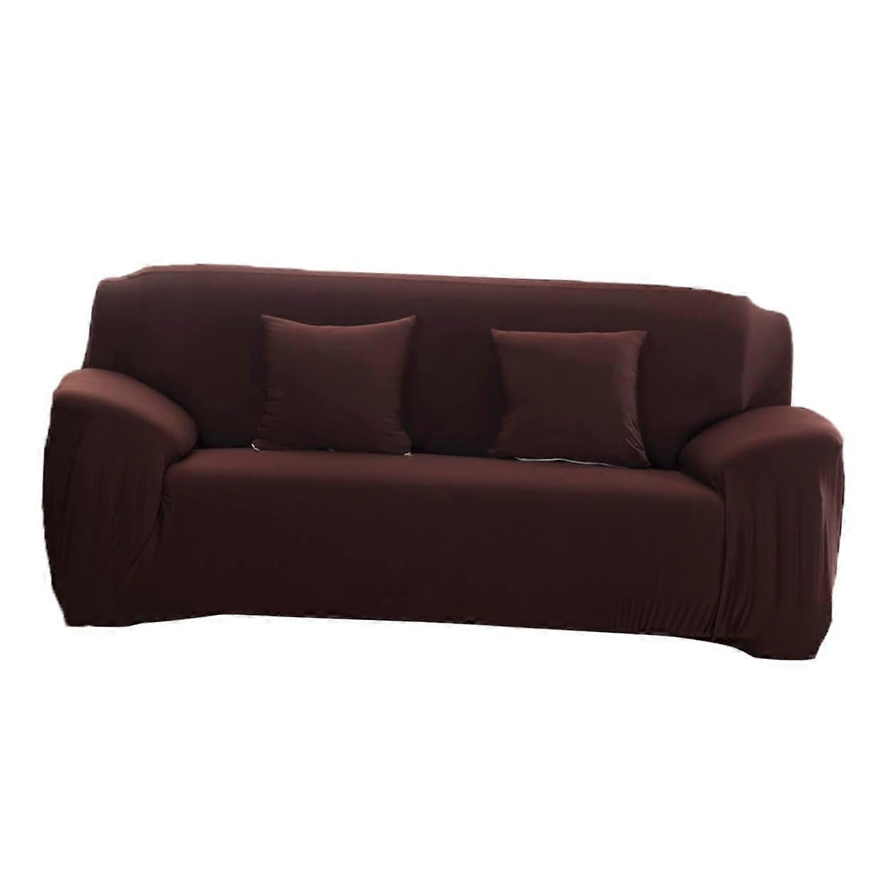 Elastic SlipResistant Sofa Cover in Coffee Color for Various Sofa Lengths, Protects Against Stains and Wear, Easy to Clean