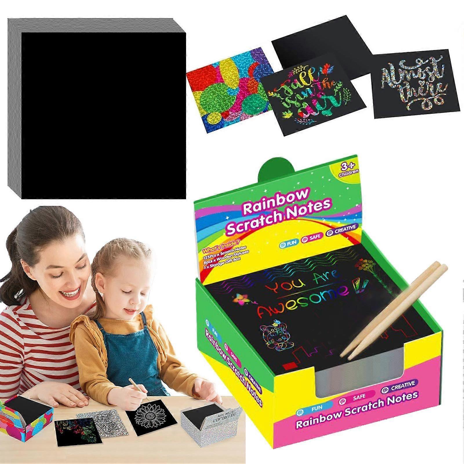 Rainbow Scratch Paper, Black Scratch Paper, Drawing Board for Girls Ages 3