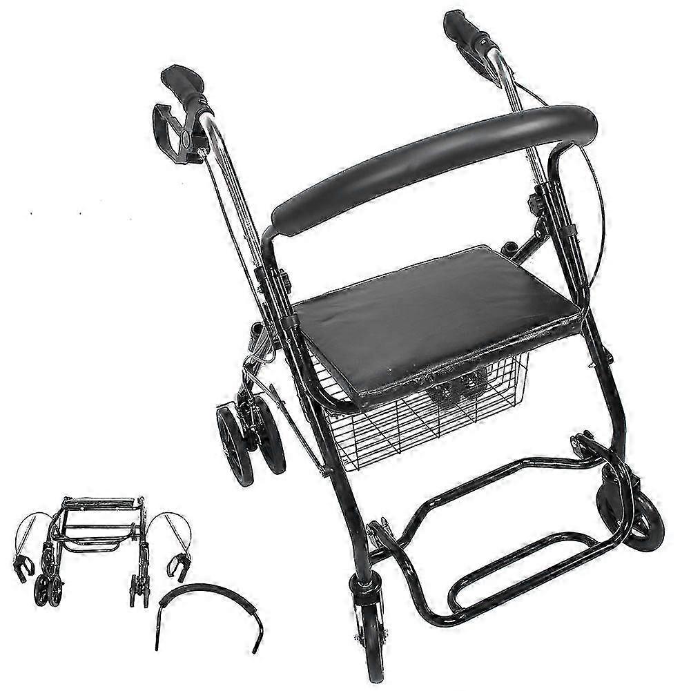 Rollator Walker 136kg Load Bearing Steel Frame Four Wheel Walker Rollator For Elderly
