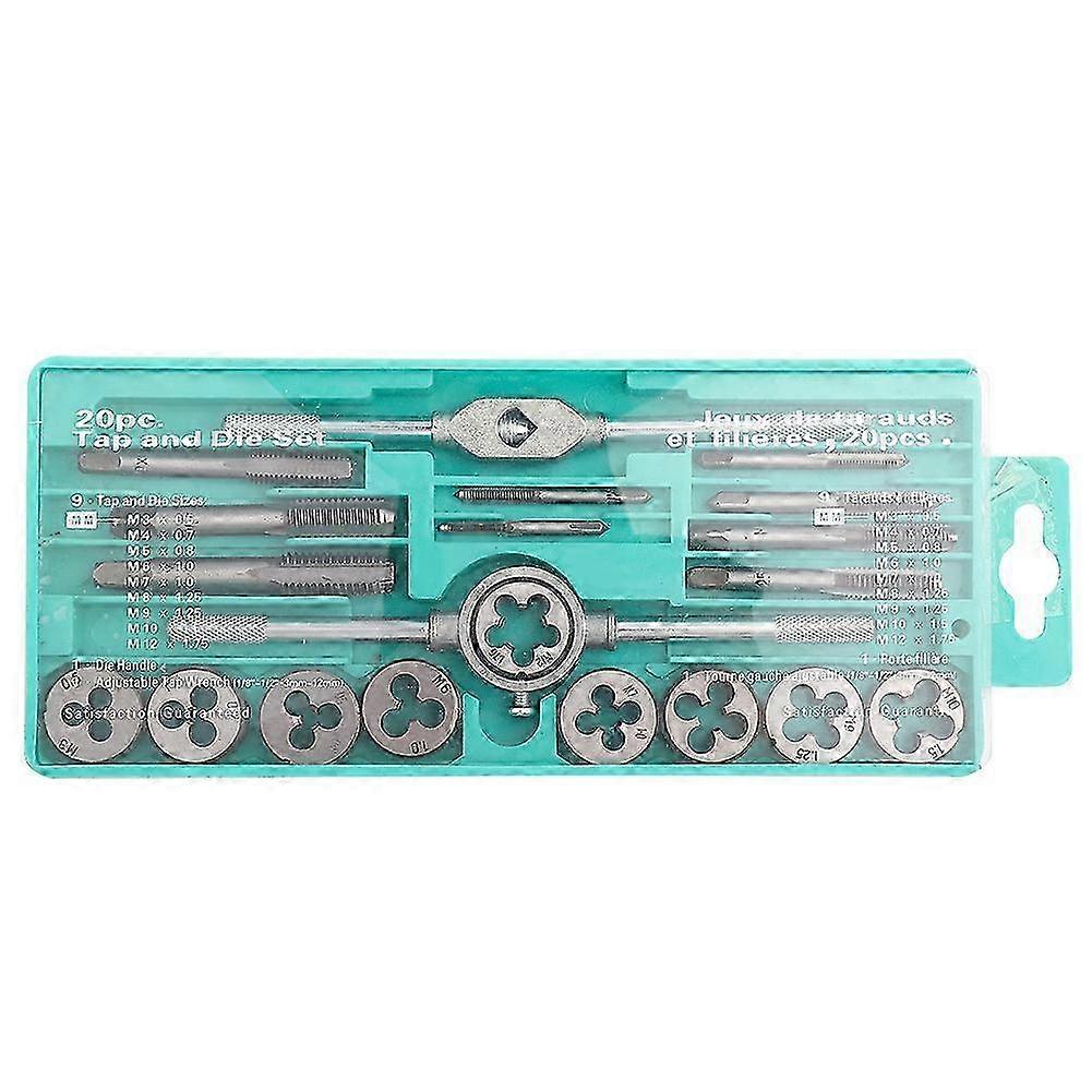 20pcs Screw Thread Taps and Dies Set with Wrenches for Various Sizes M3~M12