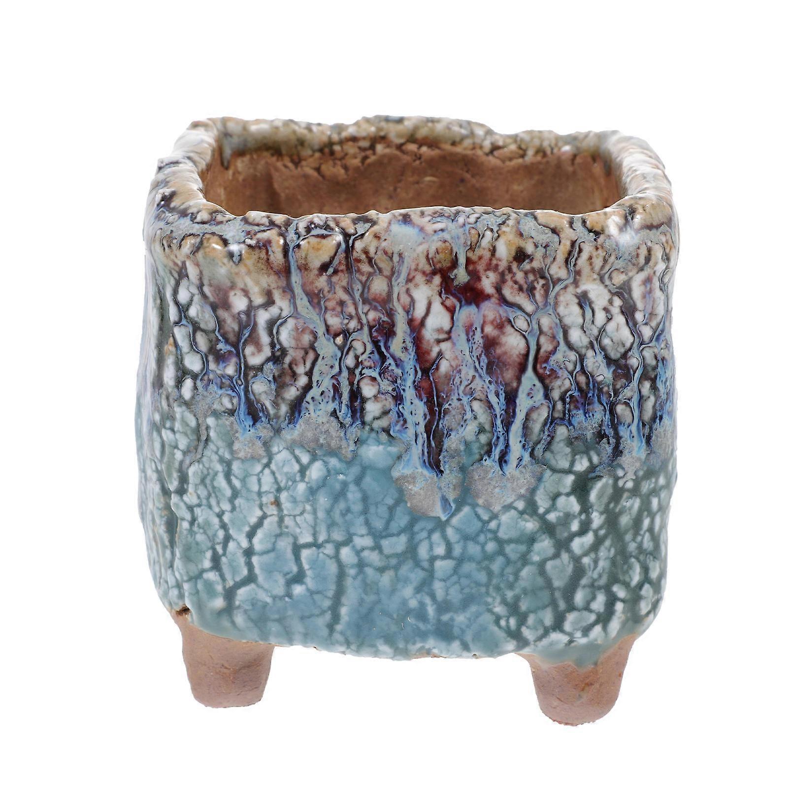 Vintage Flowerpot Ceramic Planter Pot Office Decoration Four Legged 1Pc