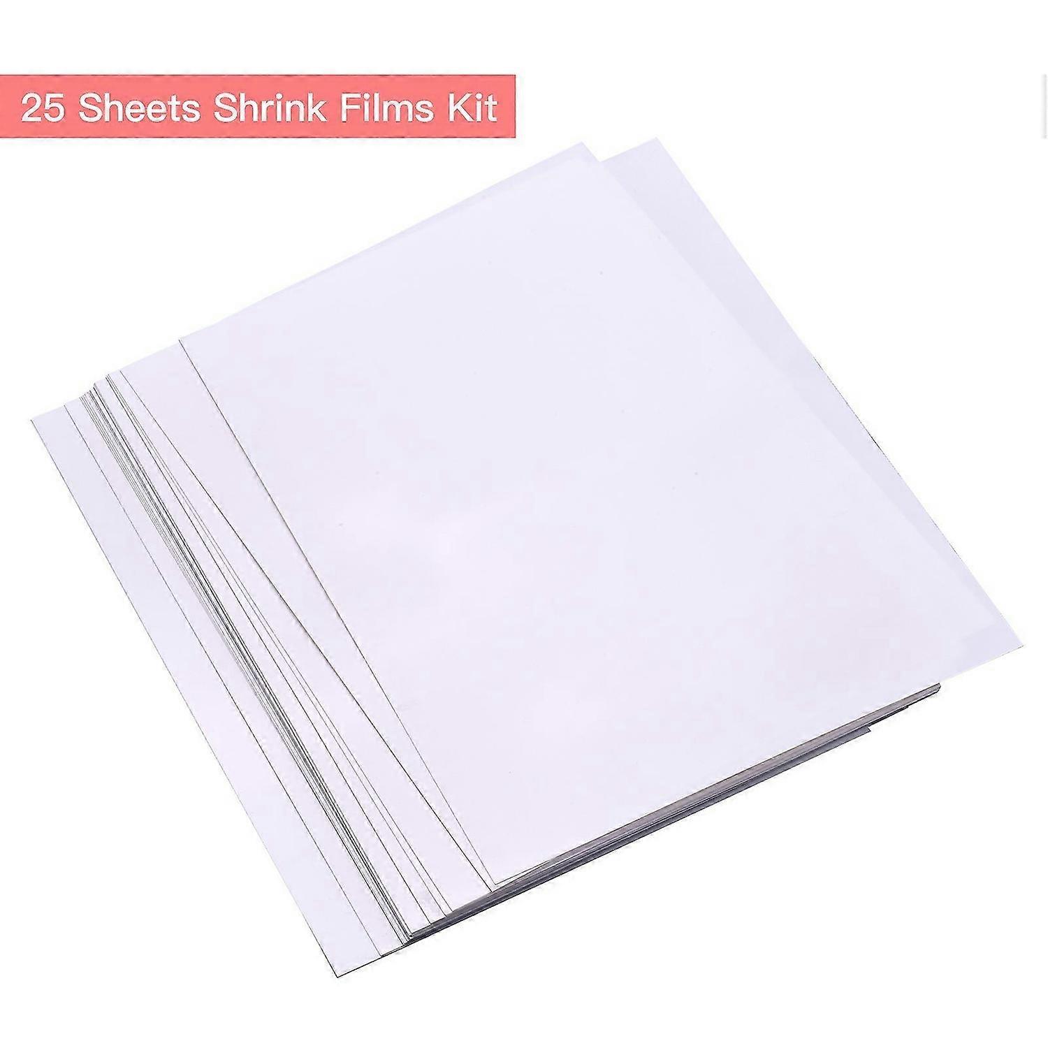 25 גיליונות ניתן להדפיס יריעות כיווץ לבנות להדפסה ערכת נייר סרט אמנותי מתכווץ ניתן להדפיס גליונות כיווץ בחום עבור מדפסת הזרקת דיו לתליונים DIY עגילים Keych
