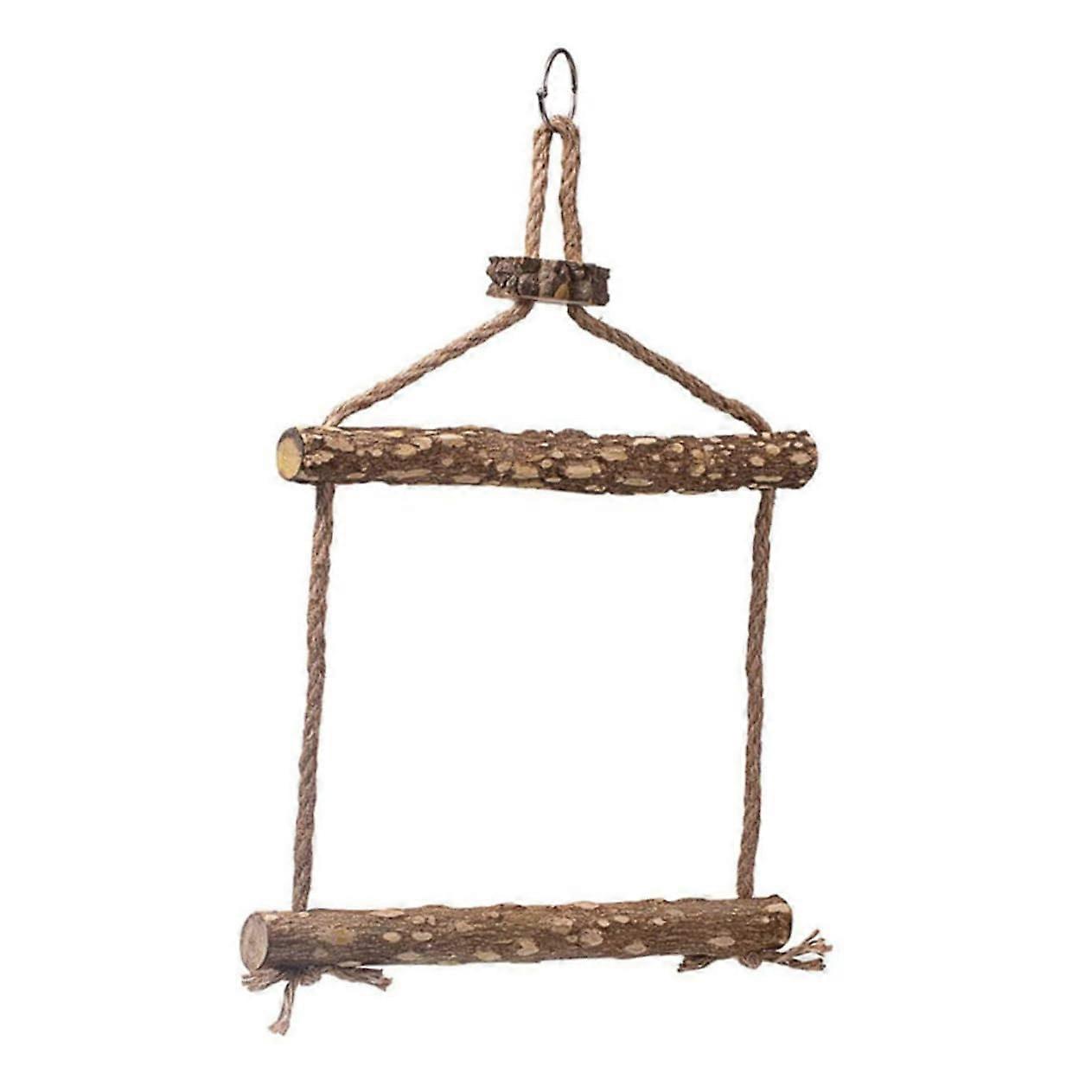 Swing Toy Parrot Bird Bass Small Bird Toys, Wooden Perch Chew Toy for Parakeets, Medium and Large Rings