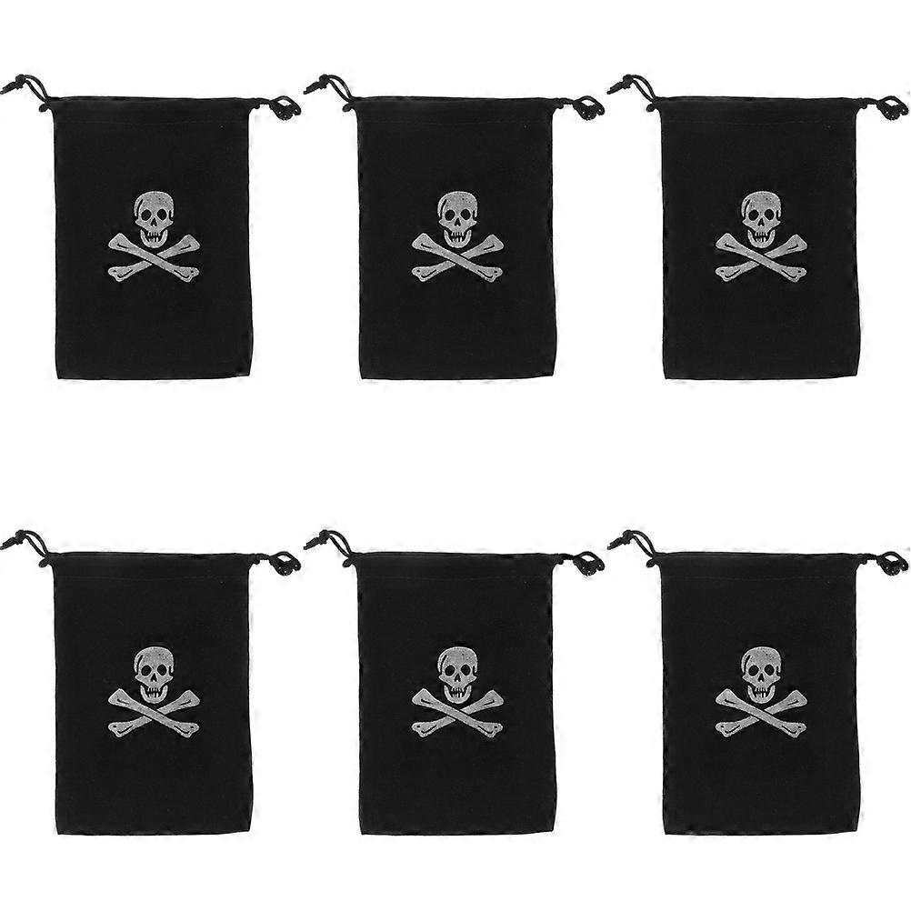 Practical Drawstring Bag Halloween Goody Bags For Party Storage Pouch Black Polyester 6Set